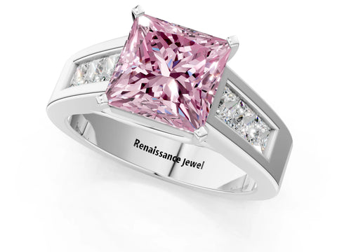 White gold Fancy Pink Princess Cut Cut Channel Set Solitaire Ring with Four-Prong Setting_13