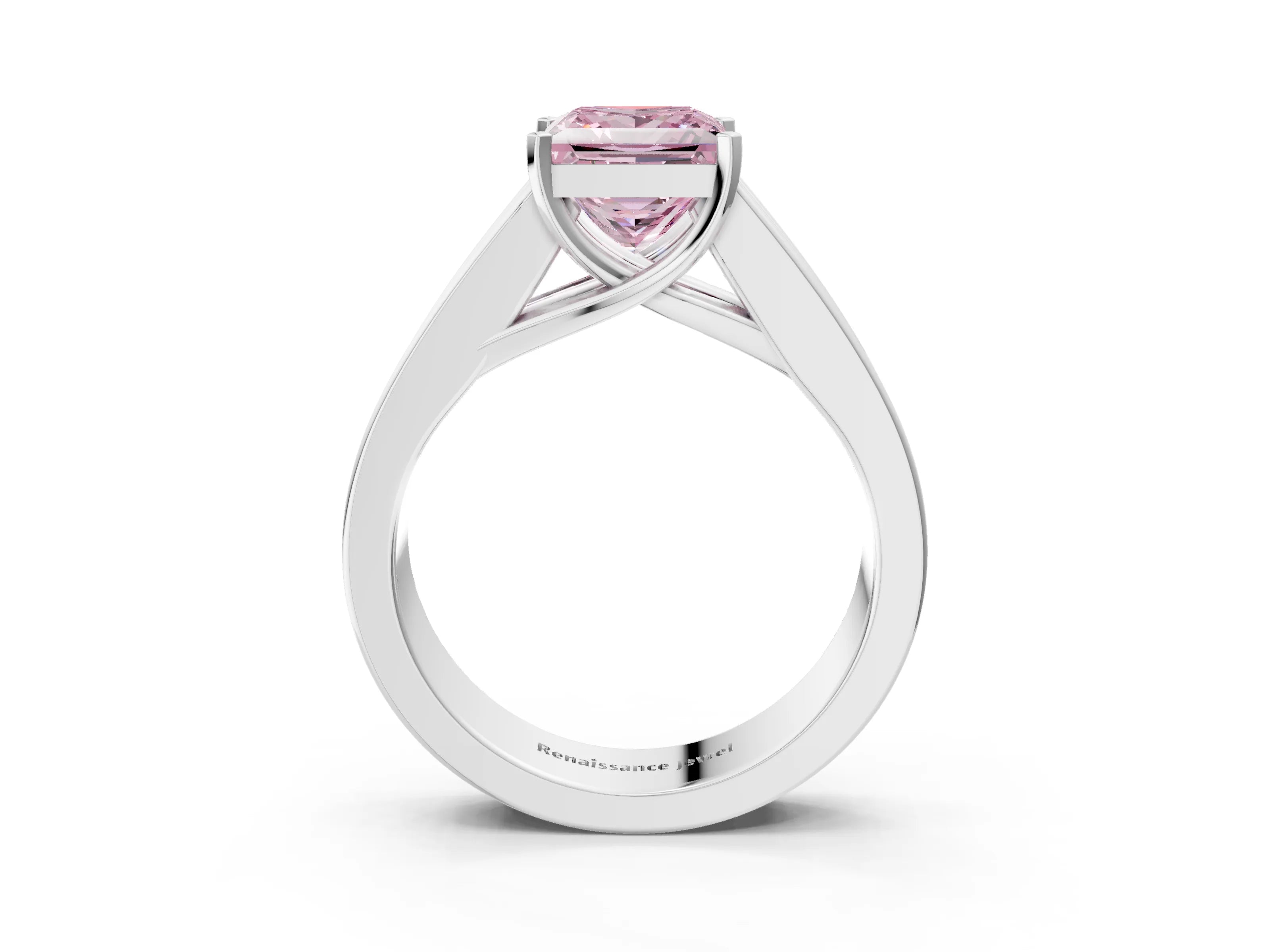 White gold Fancy Pink Princess Cut Cut Channel Set Solitaire Ring with Four-Prong Setting_15