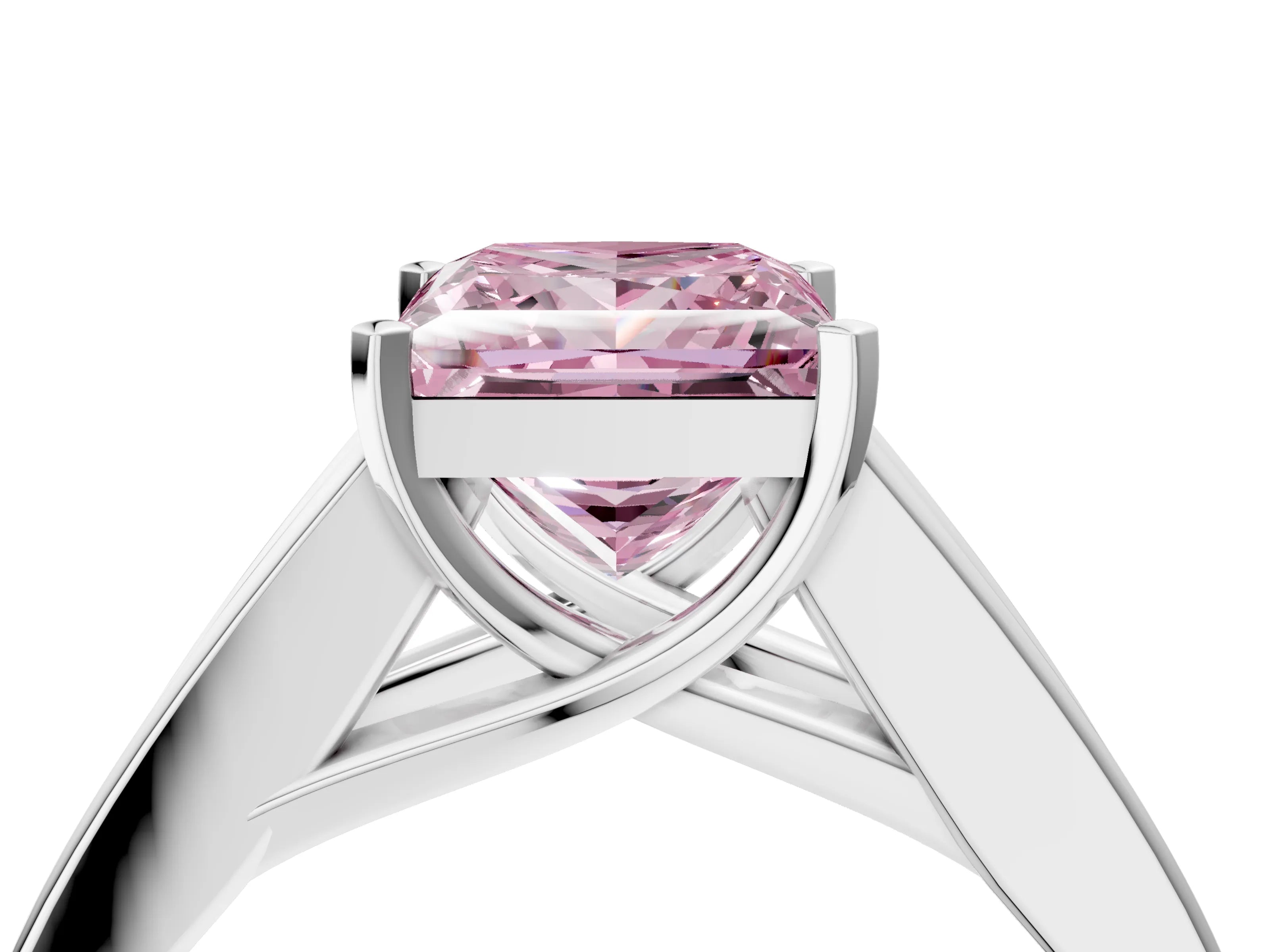 White gold Fancy Pink Princess Cut Cut Channel Set Solitaire Ring with Four-Prong Setting_16