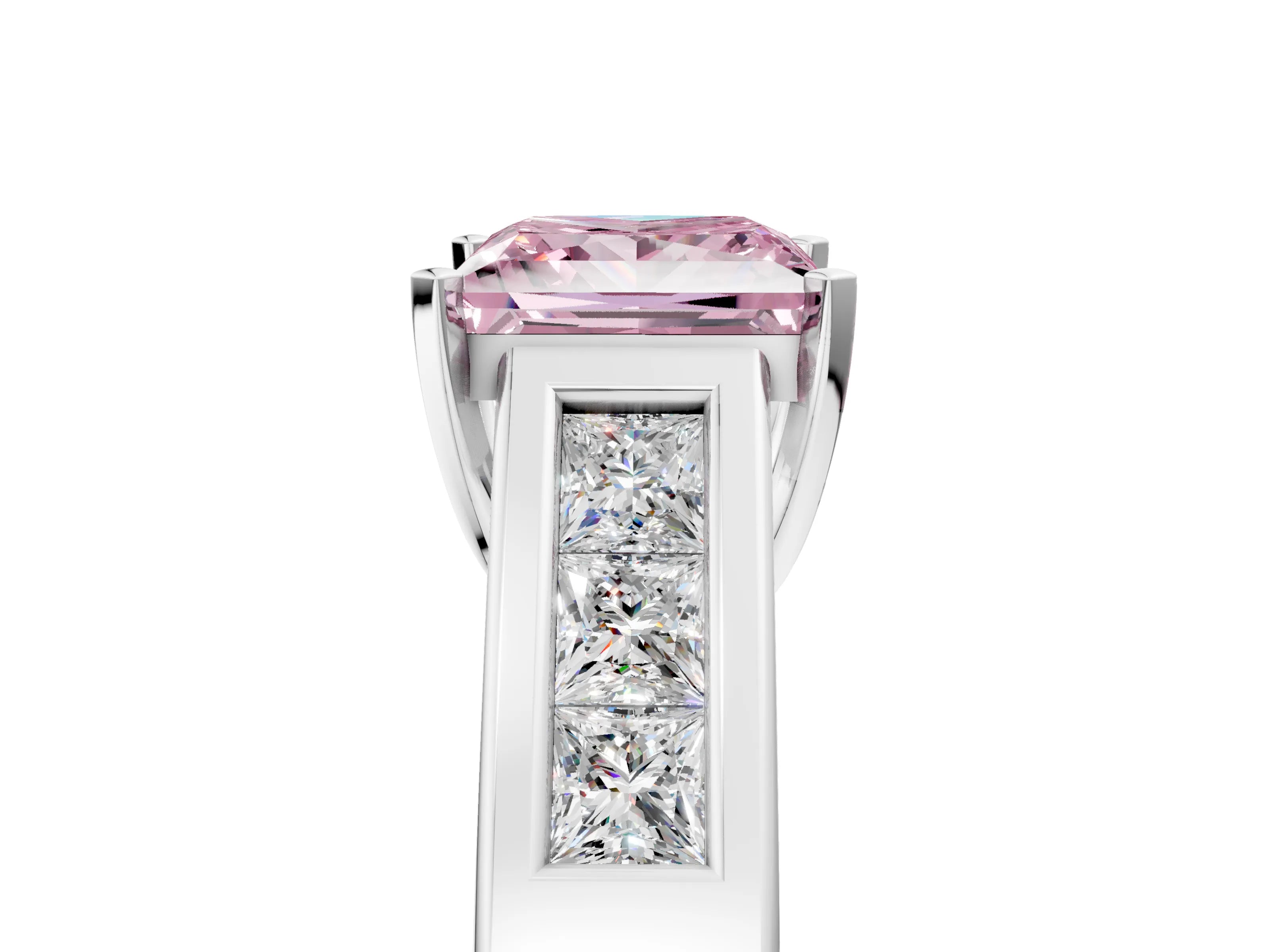 White gold Fancy Pink Princess Cut Cut Channel Set Solitaire Ring with Four-Prong Setting_17