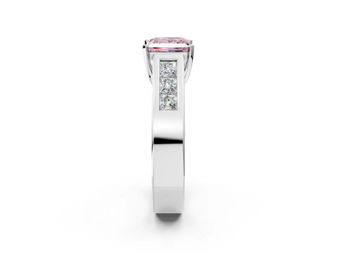 White gold Fancy Pink Princess Cut Cut Channel Set Solitaire Ring with Four-Prong Setting_2