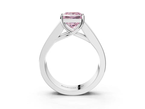 White gold Fancy Pink Princess Cut Cut Channel Set Solitaire Ring with Four-Prong Setting_3