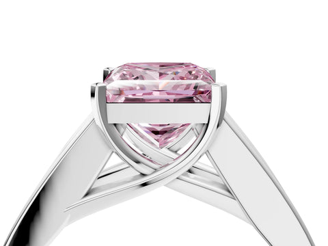 White gold Fancy Pink Princess Cut Cut Channel Set Solitaire Ring with Four-Prong Setting_4