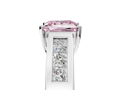 White gold Fancy Pink Princess Cut Cut Channel Set Solitaire Ring with Four-Prong Setting_5