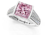 White gold Fancy Pink Princess Cut Cut Diamond Channel Set Pave Band with Tension Prong Setting_1