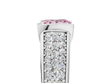 White gold Fancy Pink Princess Cut Cut Diamond Channel Set Pave Band with Tension Prong Setting_5