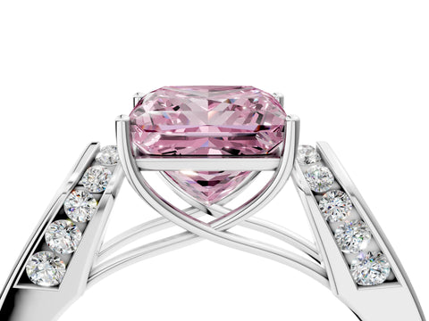 White gold Fancy Pink Princess Cut Cut Diamond Channel Set Solitaire Ring with Four-Prong Setting_10