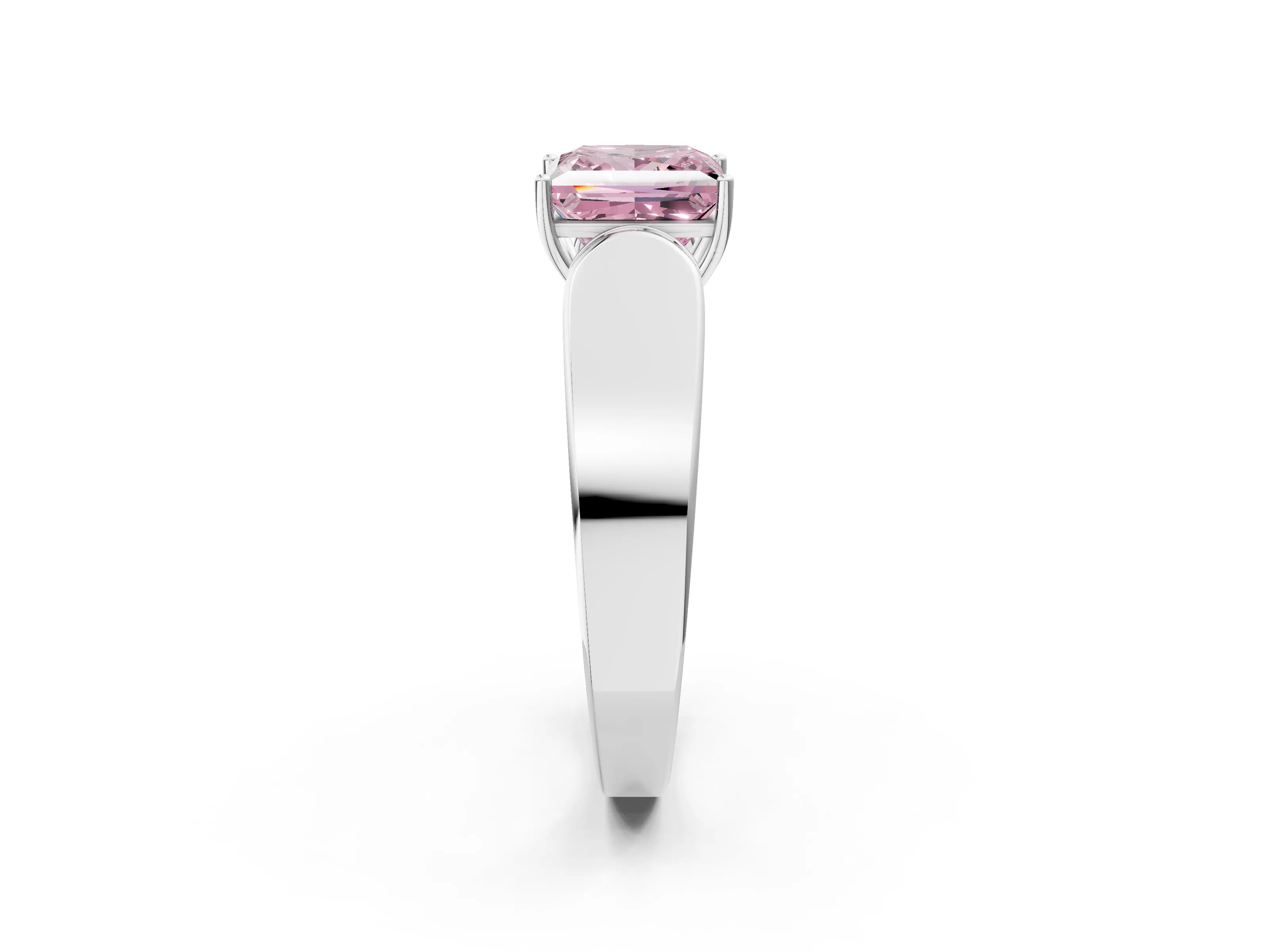 White gold Fancy Pink Princess Cut Cut Diamond Channel Set Solitaire Ring with Four-Prong Setting_128