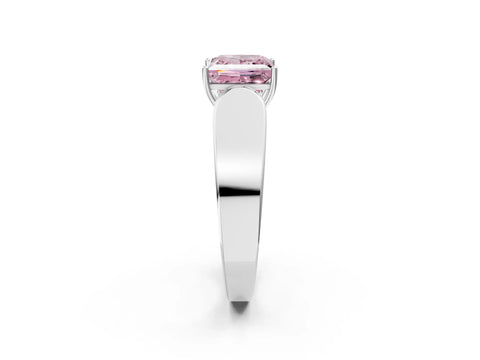 White gold Fancy Pink Princess Cut Cut Diamond Channel Set Solitaire Ring with Four-Prong Setting_129