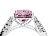 White gold Fancy Pink Princess Cut Cut Diamond Channel Set Solitaire Ring with Four-Prong Setting_130