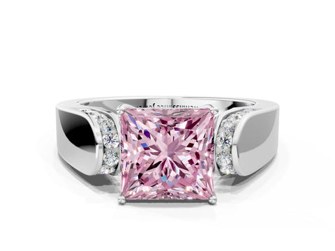 White gold Fancy Pink Princess Cut Cut Diamond Channel Set Solitaire Ring with Four-Prong Setting_24