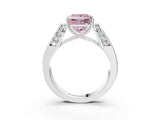 White gold Fancy Pink Princess Cut Cut Diamond Channel Set Solitaire Ring with Four-Prong Setting_3