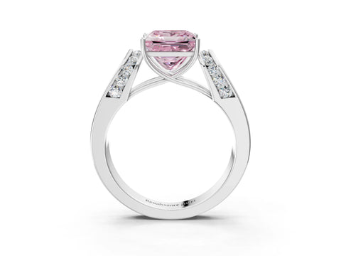 White gold Fancy Pink Princess Cut Cut Diamond Channel Set Solitaire Ring with Four-Prong Setting_9