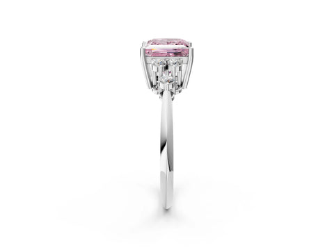 White gold Fancy Pink Princess Cut Cut Diamond Cluster Ring with Solitaire Band and Four-Prong Setting_14