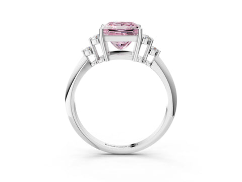 White gold Fancy Pink Princess Cut Cut Diamond Cluster Ring with Solitaire Band and Four-Prong Setting_15