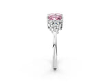White gold Fancy Pink Princess Cut Cut Diamond Cluster Ring with Solitaire Band and Four-Prong Setting_2
