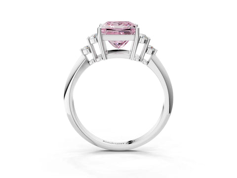 White gold Fancy Pink Princess Cut Cut Diamond Cluster Ring with Solitaire Band and Four-Prong Setting_22