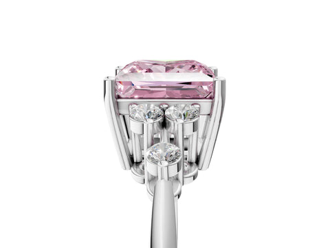 White gold Fancy Pink Princess Cut Cut Diamond Cluster Ring with Solitaire Band and Four-Prong Setting_29