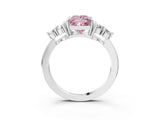 White gold Fancy Pink Princess Cut Cut Diamond Cluster Ring with Solitaire Band and Four-Prong Setting_3