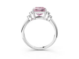 White gold Fancy Pink Princess Cut Cut Diamond Cluster Ring with Solitaire Band and Four-Prong Setting_45