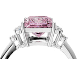 White gold Fancy Pink Princess Cut Cut Diamond Cluster Ring with Solitaire Band and Four-Prong Setting_46