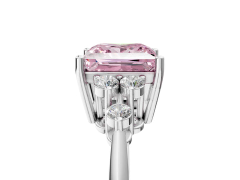 White gold Fancy Pink Princess Cut Cut Diamond Cluster Ring with Solitaire Band and Four-Prong Setting_47