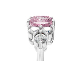 White gold Fancy Pink Princess Cut Cut Diamond Cluster Ring with Solitaire Band and Four-Prong Setting_5
