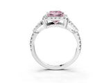 White gold Fancy Pink Princess Cut Cut Diamond Halo Engagement Ring with Open Split Pavé Band_3