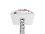 White gold Fancy Pink Princess Cut-Cut Diamond Halo Engagement Ring with Pave Band and Prong Setting_5