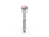 White gold Fancy Pink Princess Cut Cut Diamond Milgrain Pave Band Four-Prong Setting Ring_17