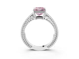 White gold Fancy Pink Princess Cut Cut Diamond Milgrain Pave Band Four-Prong Setting Ring_18