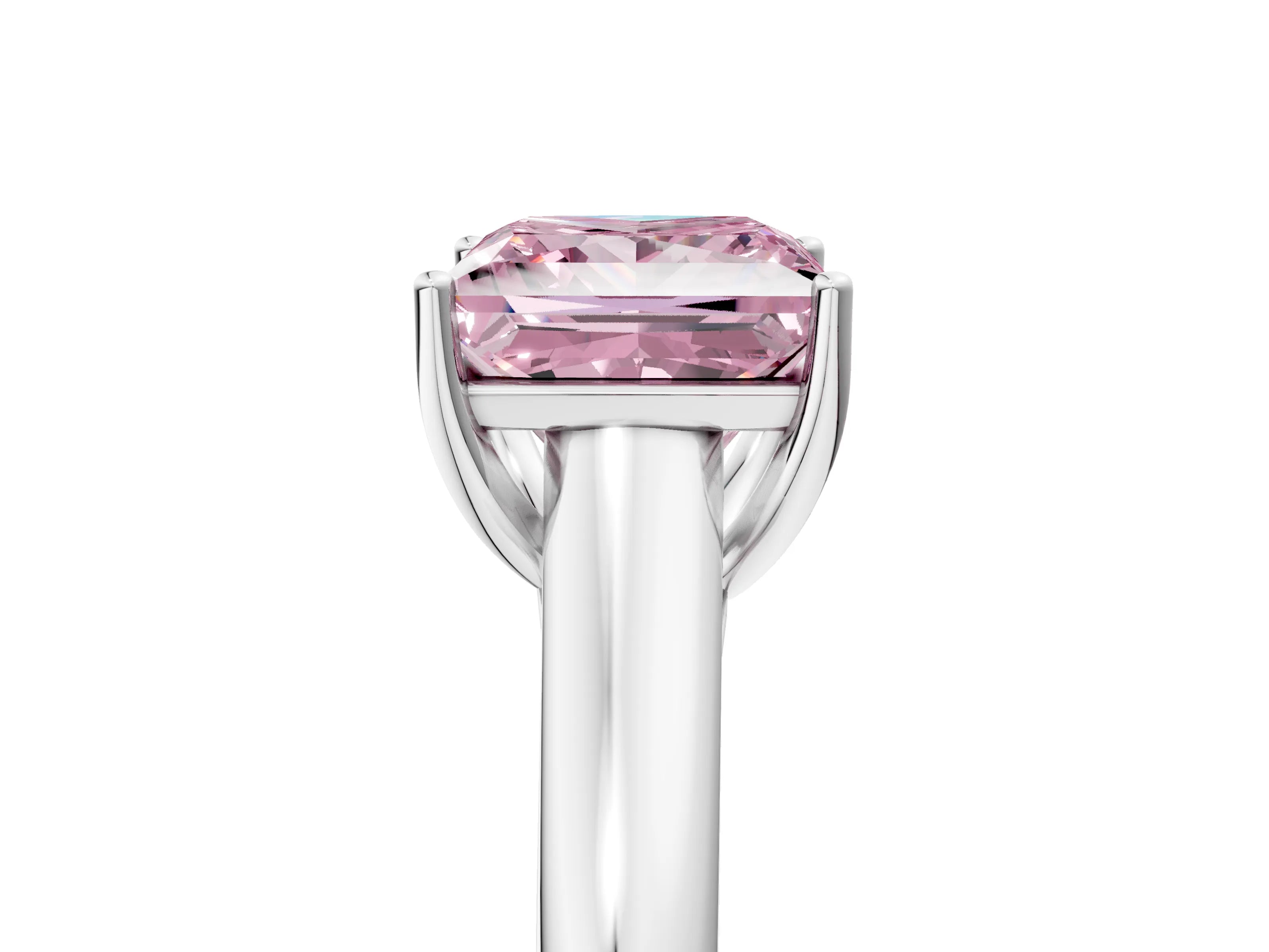 White gold Fancy Pink Princess Cut Cut Diamond Solitaire Engagement Ring with Tapered Plain Band and Four-Prong Setting_17