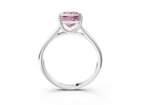 White gold Fancy Pink Princess Cut Cut Diamond Solitaire Engagement Ring with Tapered Plain Band and Four-Prong Setting_3