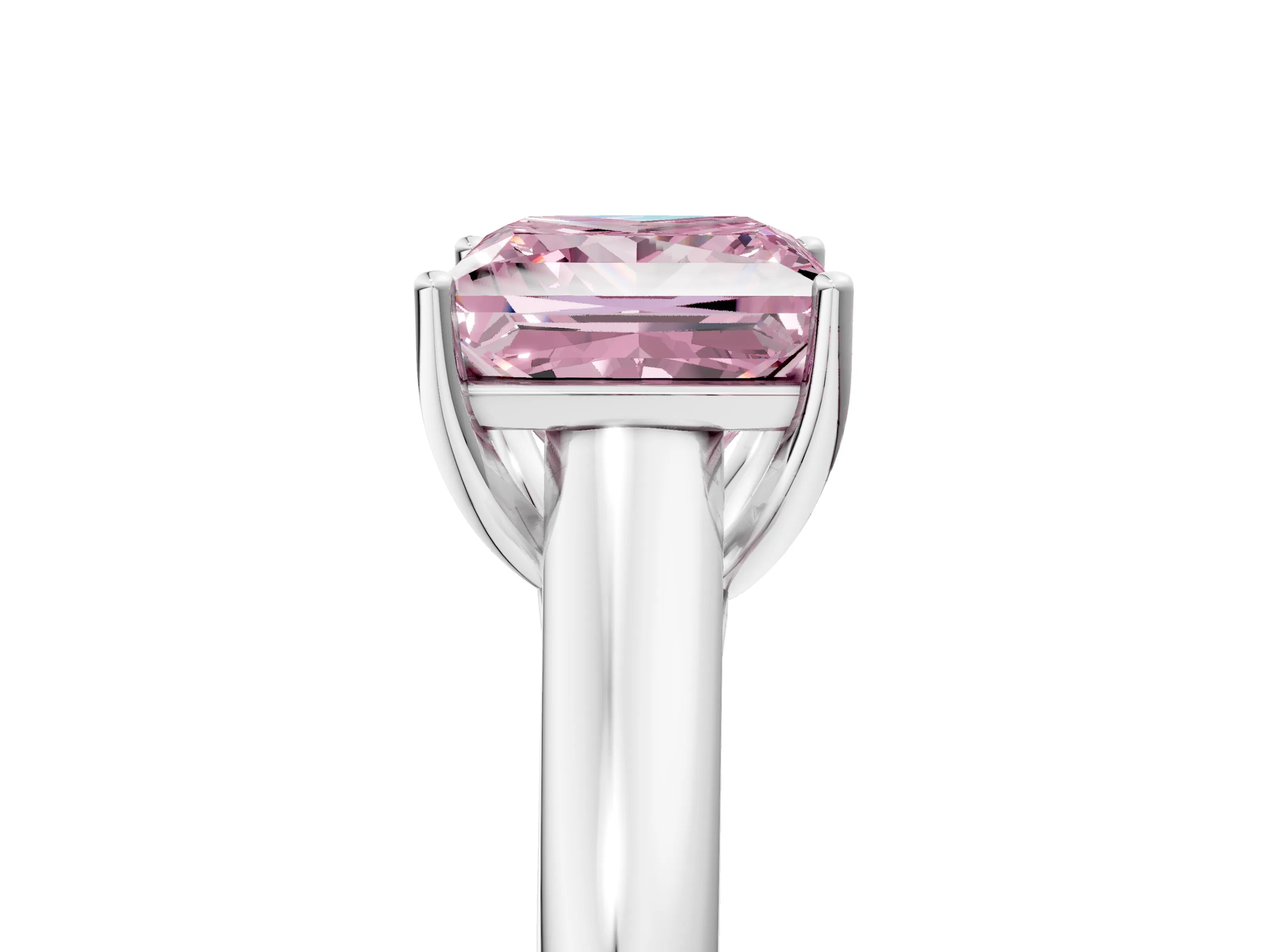 White gold Fancy Pink Princess Cut Cut Diamond Solitaire Engagement Ring with Tapered Plain Band and Four-Prong Setting_5