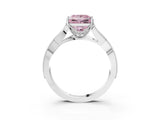 White gold Fancy Pink Princess Cut Cut Diamond Twisted Band with Milgrain Pave Setting and Four-Prong Setting_15