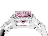 White gold Fancy Pink Princess Cut Cut Halo Diamond Infinity Band with Four-Prong Setting_4