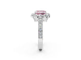 White gold Fancy Pink Princess Cut Cut Halo Diamond Pavé Engagement Ring with Milgrain Detailing_26