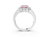 White gold Fancy Pink Princess Cut Cut Halo Diamond Pavé Engagement Ring with Milgrain Detailing_27
