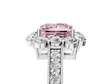 White gold Fancy Pink Princess Cut Cut Halo Diamond Pavé Engagement Ring with Milgrain Detailing_29