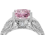White gold Fancy Pink Princess Cut Cut Milgrain Pave Diamond Engagement Ring with Four-Prong Setting_19
