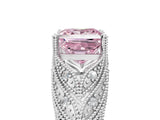 White gold Fancy Pink Princess Cut Cut Milgrain Pave Diamond Engagement Ring with Four-Prong Setting_20