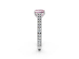 White gold Fancy Pink Princess Cut Cut Pave Band Milgrain Solitaire Ring_2