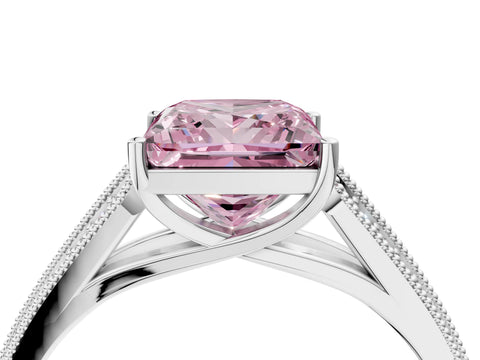 White gold Fancy Pink Princess Cut Cut Pave Split Shank Engagement Ring with Four-Prong Setting_28