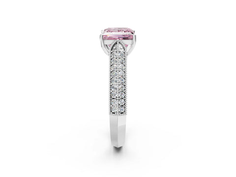 White gold Fancy Pink Princess Cut Cut Pave Split Shank Engagement Ring with Four-Prong Setting_2