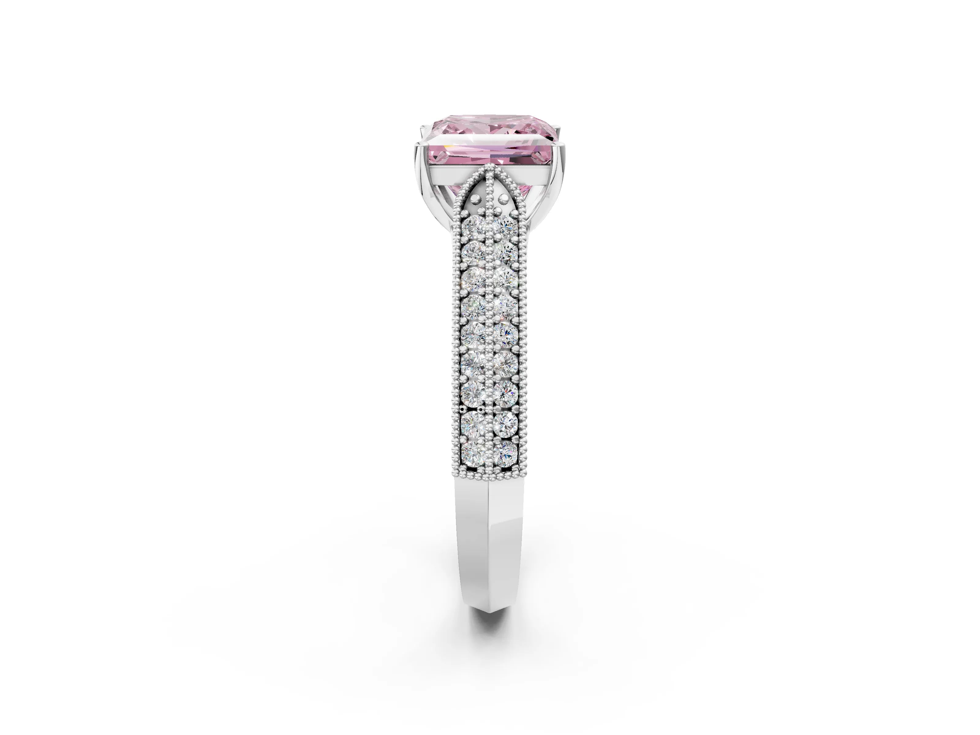 White gold Fancy Pink Princess Cut Cut Pave Split Shank Engagement Ring with Four-Prong Setting_38