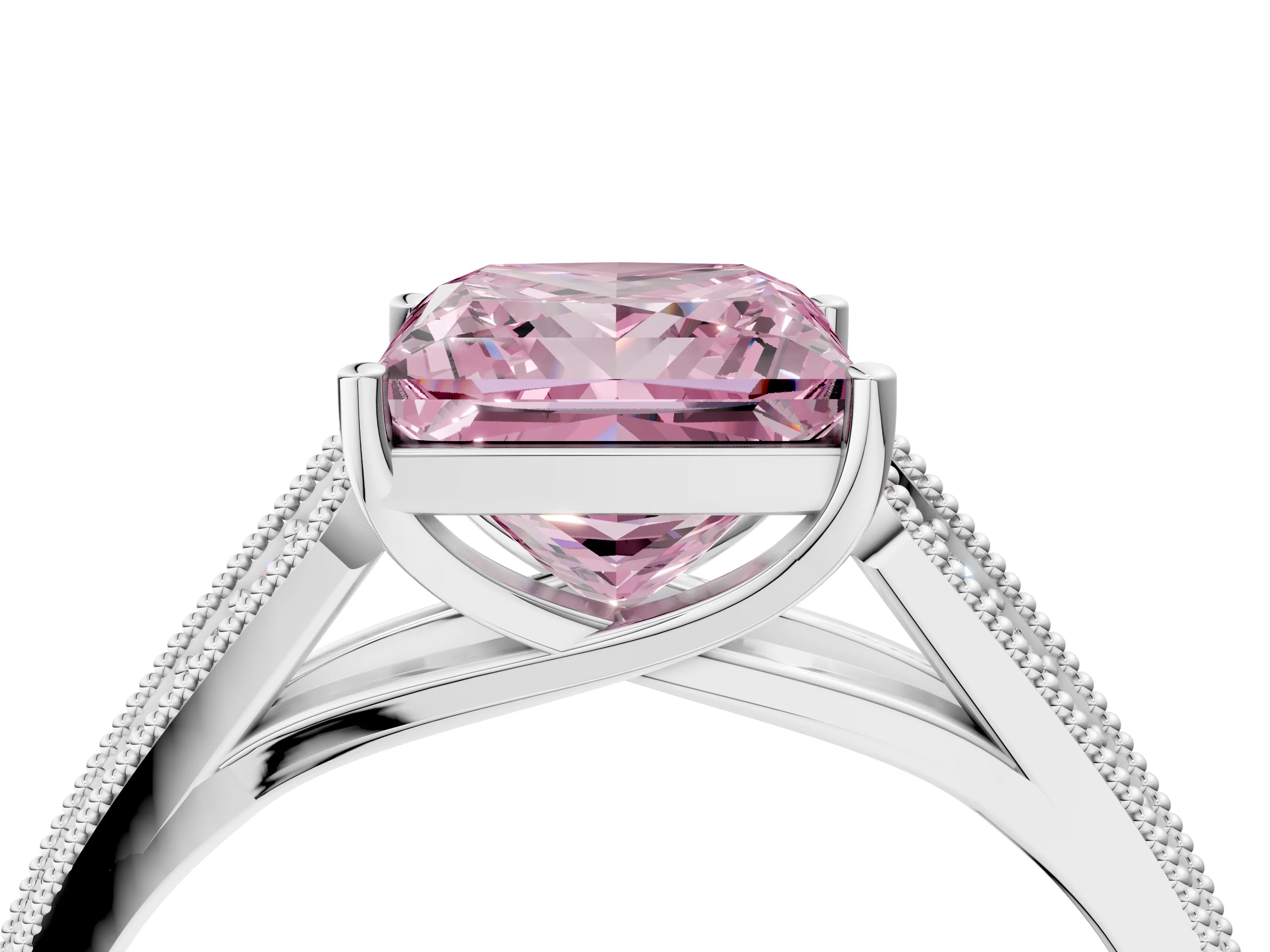 White gold Fancy Pink Princess Cut Cut Pave Split Shank Engagement Ring with Four-Prong Setting_40
