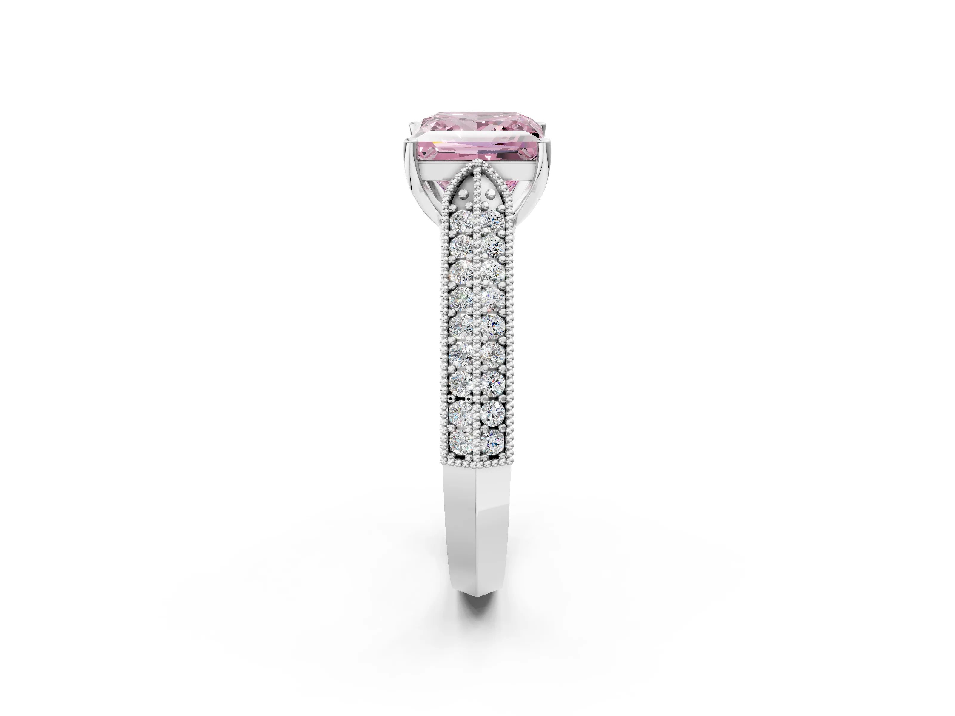 White gold Fancy Pink Princess Cut Cut Pave Split Shank Engagement Ring with Four-Prong Setting_44