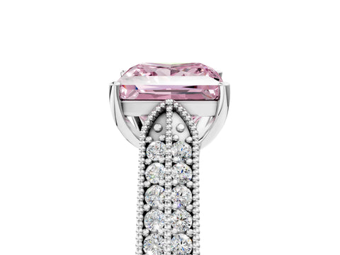 White gold Fancy Pink Princess Cut Cut Pave Split Shank Engagement Ring with Four-Prong Setting_5