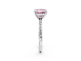 White gold Fancy Pink Princess Cut Diamond Brilliant Solitaire Ring with Pavé Band and Four-Prong Setting_14