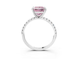 White gold Fancy Pink Princess Cut Diamond Brilliant Solitaire Ring with Pavé Band and Four-Prong Setting_15